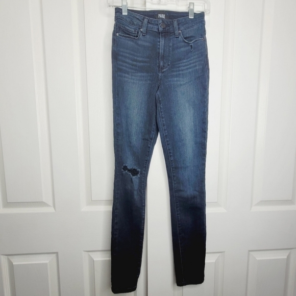 PAIGE Hoxton Ankle Skinny High Rise Jeans Dark Wash Stretch Womens Size 24 - Picture 1 of 7